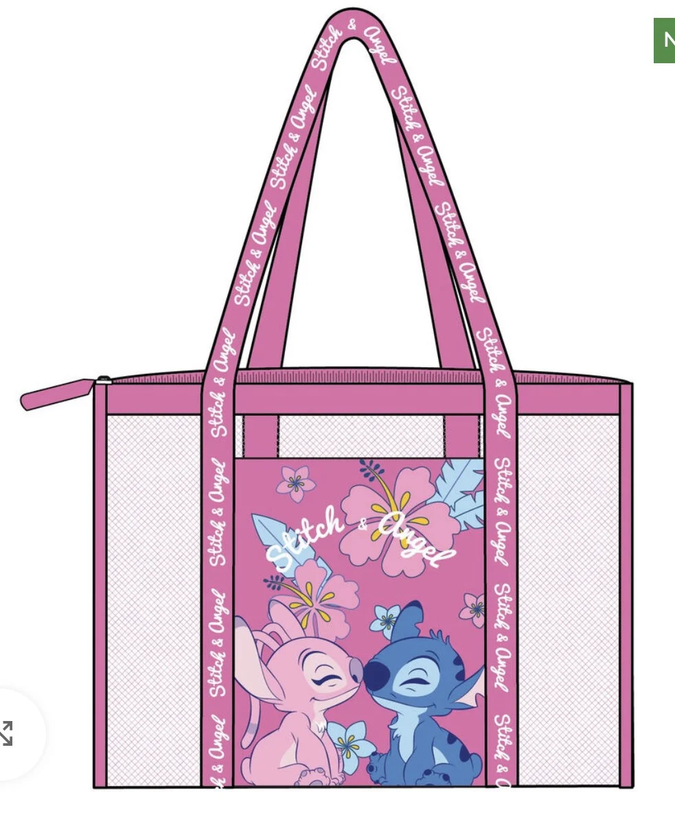BOLSO PLAYA REJILLA STITCH&amp; ÁNGEL 41x39x19cm